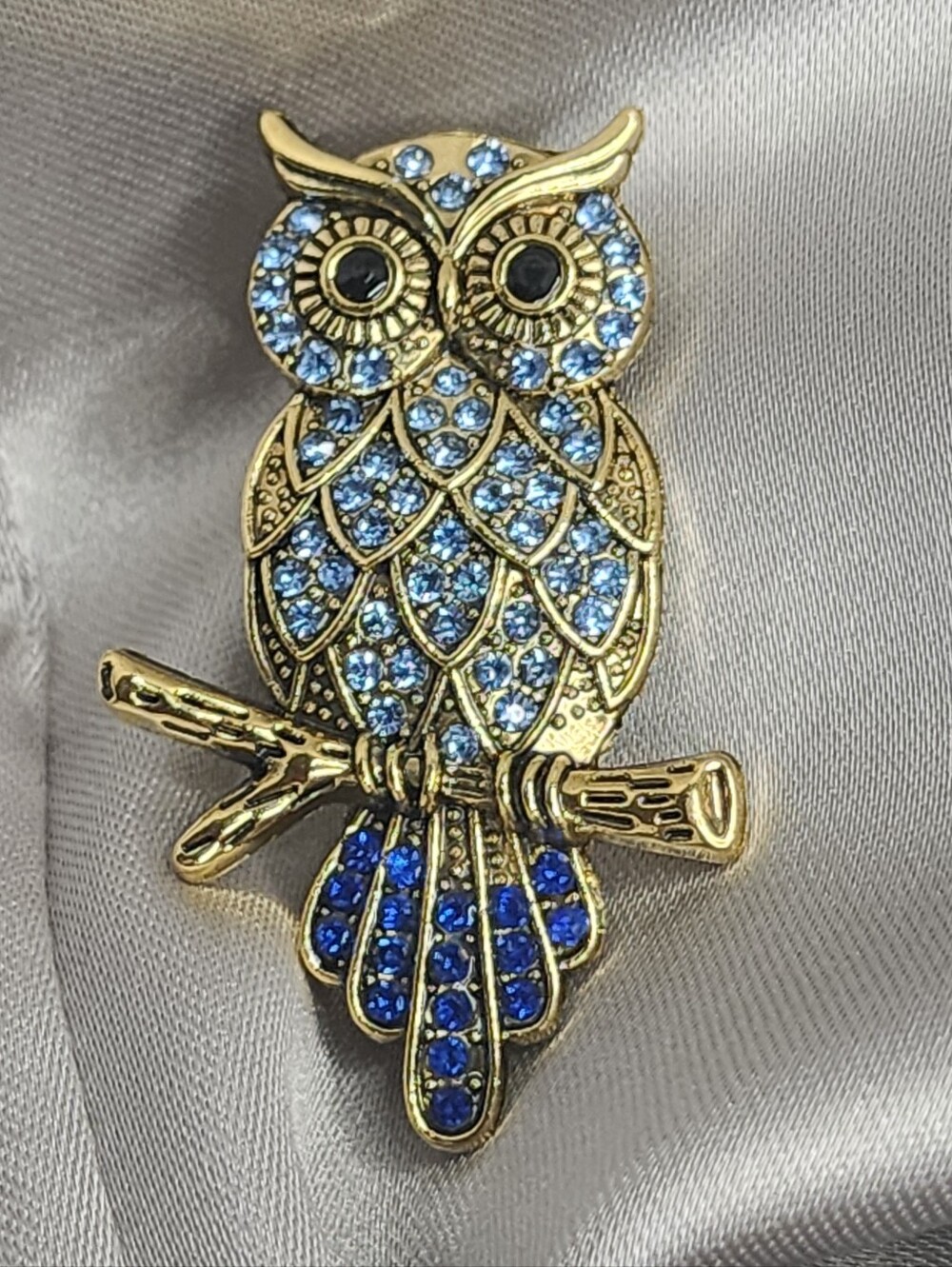 ✨️🦉Vintage Style Golden Blue Owl Brooch